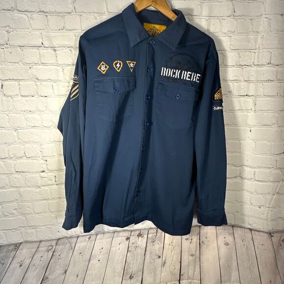 Rock & Roll Hall of Fame Shirt Mens Large Blue Button Down Unique Cleveland - Picture 5 of 7